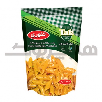 پاستا پنه ریگاته سبزیجات باطعم تنوری 180 گرمی تک ماکارون